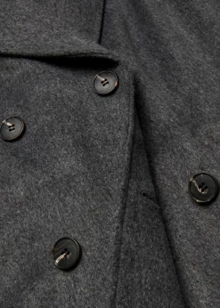 Damen bonprix Kurzgrößen|Bekleidung·Hosen|Doppelreihiger Oversize-Mantel in Wolloptik