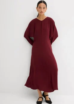 Damen bonprix Kleider|Bekleidung·Pullover & Strickjacken|Drapiertes Midikleid
