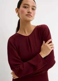 Damen bonprix Kleider|Bekleidung·Pullover & Strickjacken|Drapiertes Midikleid