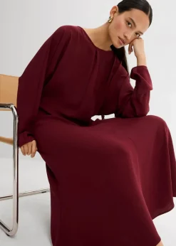 Damen bonprix Kleider|Bekleidung·Pullover & Strickjacken|Drapiertes Midikleid