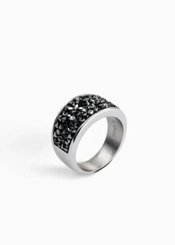 Clearance Edelstahlring veredelt mit Glaskristallen Damen Schmuck|Schuhe & Accessoires In Spezialgrößen·Schmuck