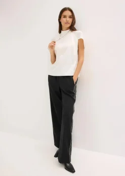 Elegante Kurzarmbluse aus glänzenden Satin Damen Blusen & Tuniken|Bekleidung·Jacken & Mäntel