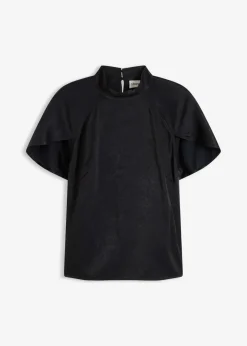 Clearance Elegante Kurzarmbluse aus glänzenden Satin Damen Bekleidung·Jacken & Mäntel|Blusen & Tuniken