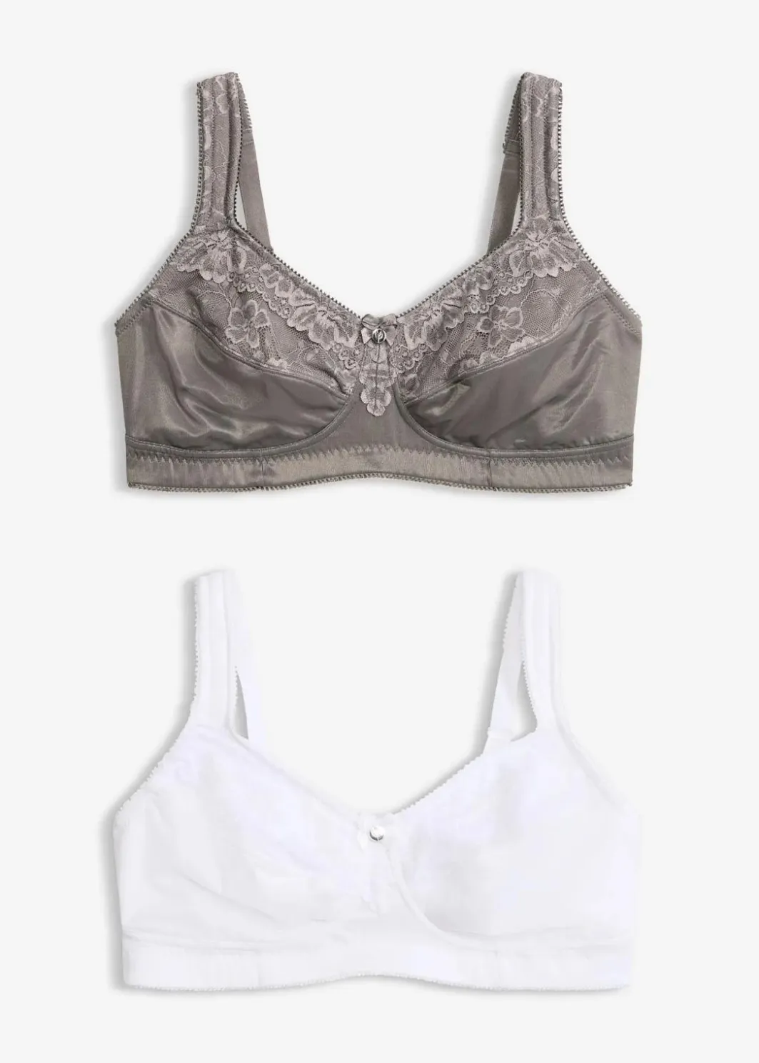Damen bonprix Große Cups D-H|Nachhaltigere Materialien|Entlastungs-BH ohne Bügel mit gepolsterten Trägern (2er Pack)