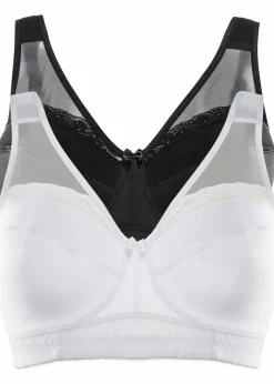 Damen bonprix Wäsche·Große Cups D-H|Wäsche·Bhs|Entlastungs-BH ohne Bügel mit gepolsterten Trägern (2er Pack)