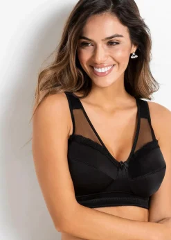Damen bonprix Wäsche·Große Cups D-H|Wäsche·Bhs|Entlastungs-BH ohne Bügel mit gepolsterten Trägern (2er Pack)