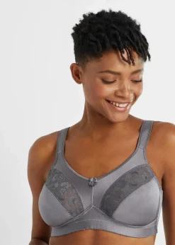 Damen bonprix Wäsche·Große Cups D-H|Wäsche·Bhs|Entlastungs-BH ohne Bügel mit gepolsterten Trägern (2er Pack)