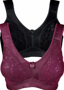Damen bonprix Große Cups D-H|Bhs|Entlastungs-BH ohne Bügel mit gepolsterten Trägern (2er Pack)