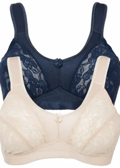 Damen bonprix Große Cups D-H|Bhs|Entlastungs-BH ohne Bügel mit gepolsterten Trägern (2er Pack)