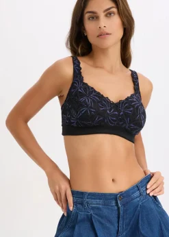 Discount Entlastungs-BH ohne Bügel mit mehrfarbigem Glitzergarn Damen Große Cups D-H|Nachhaltigere Materialien
