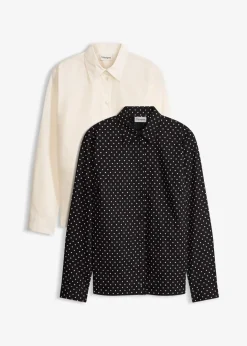 Damen bonprix Bekleidung·Jacken & Mäntel|Blusen & Tuniken|2er Pack Hemdblusen mit Baumwolle