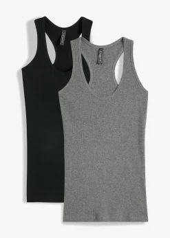 Damen bonprix Unterhemden|Basics|2er-Pack Ripp-Tanktop