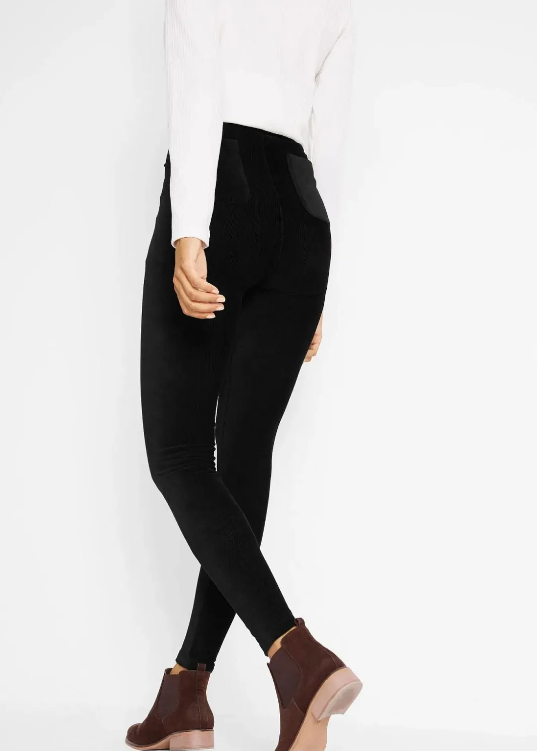 Damen bonprix Bekleidung·Kleider|Hosen|Feincord-Leggings mit breitem Komfortbund