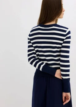 Damen bonprix Bekleidung·Umstandsmode|Pullover & Strickjacken|Feinstrick-Cardigan mit Streifen