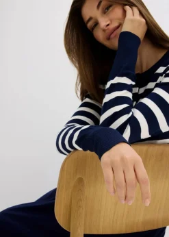 Damen bonprix Bekleidung·Umstandsmode|Pullover & Strickjacken|Feinstrick-Cardigan mit Streifen