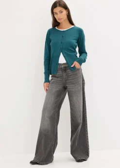 Damen bonprix Pullover & Strickjacken|Strickmode|Feinstrickjacke aus fließendem Viskose-Mix