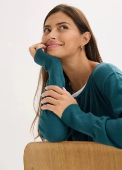 Damen bonprix Pullover & Strickjacken|Strickmode|Feinstrickjacke aus fließendem Viskose-Mix