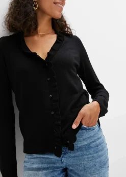Outlet Feinstrickjacke aus fließendem Viskose-Mix Damen Pullover & Strickjacken|Strickmode