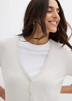 Damen bonprix Bekleidung·Röcke|Bekleidung·Jeans|Feinstrickjacke mit Knopfleiste