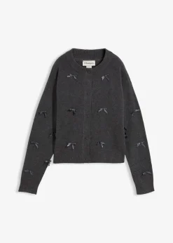 Damen bonprix Nachhaltigere Materialien|Pullover & Strickjacken|Feinstrickjacke mit Schleifen
