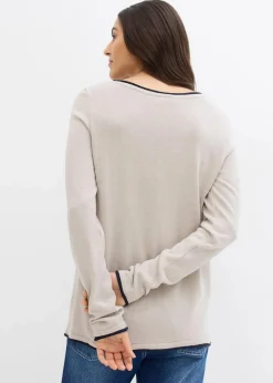Damen bonprix Pullover & Strickjacken|Strickmode|Feinstrickpullover aus Baumwollmix