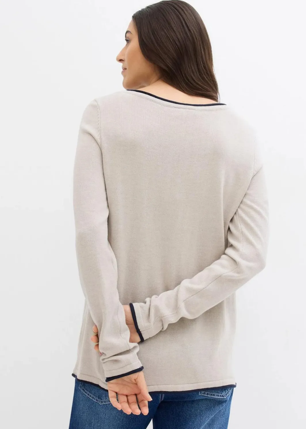 Damen bonprix Pullover & Strickjacken|Strickmode|Feinstrickpullover aus Baumwollmix