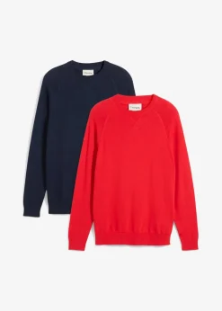 Herren bonprix Pullover & Strickjacken|Basics|Feinstrickpullover aus reiner Baumwolle (2er-Pack)