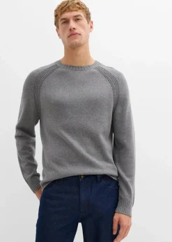Feinstrickpullover aus recyclingfähiger Baumwolle Herren Große Größen|Basics