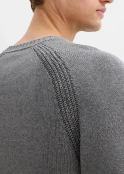 Feinstrickpullover aus recyclingfähiger Baumwolle Herren Große Größen|Basics