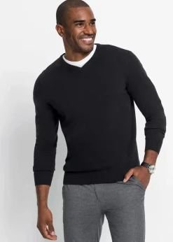 Outlet Feinstrickpullover aus weichem Baumwollmix Herren Große Größen|Basics