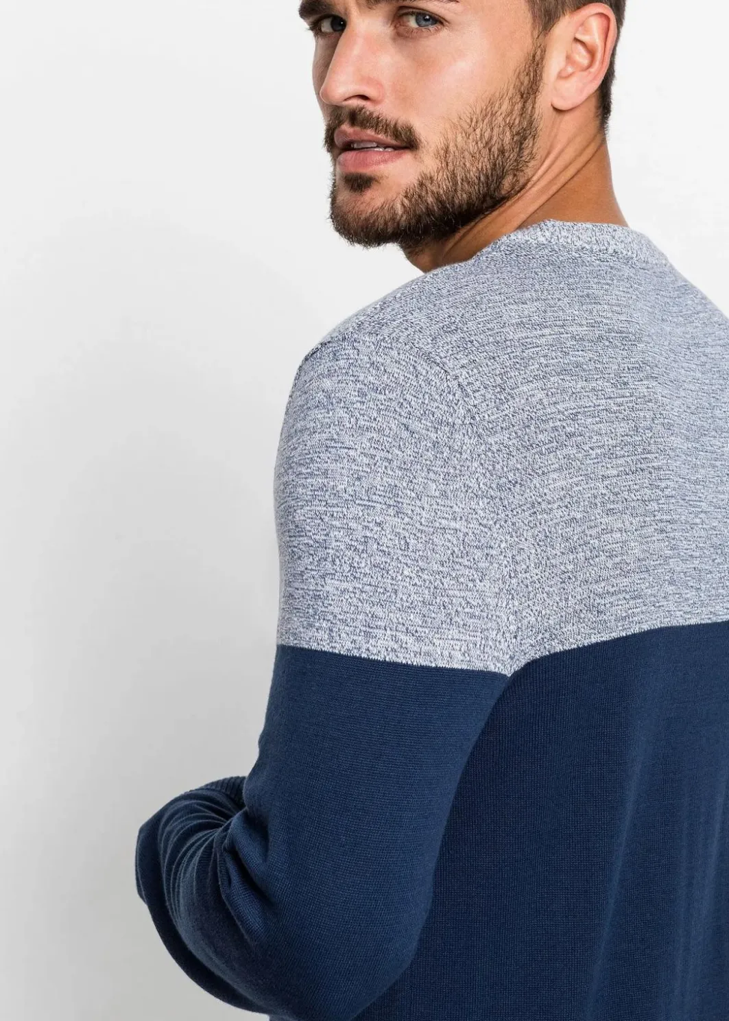 Feinstrickpullover im Colourblocking mit Baumwolle Herren Große Größen|Pullover & Strickjacken