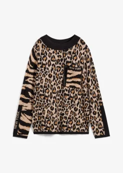 Damen bonprix Bekleidung·Umstandsmode|Nachhaltigere Materialien|Feinstrickpullover im Leoprint Design