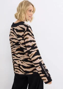 Damen bonprix Bekleidung·Umstandsmode|Nachhaltigere Materialien|Feinstrickpullover im Leoprint Design