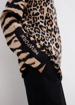 Damen bonprix Bekleidung·Umstandsmode|Nachhaltigere Materialien|Feinstrickpullover im Leoprint Design