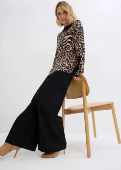 Damen bonprix Bekleidung·Umstandsmode|Nachhaltigere Materialien|Feinstrickpullover im Leoprint Design