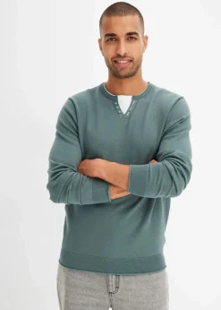 Best Feinstrickpullover mit 2 in 1 Optik aus weichem Baumwollmix Herren Große Größen|Basics