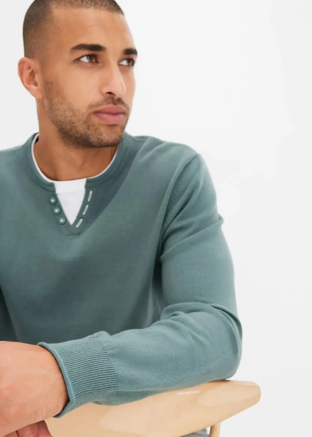 Best Feinstrickpullover mit 2 in 1 Optik aus weichem Baumwollmix Herren Große Größen|Basics
