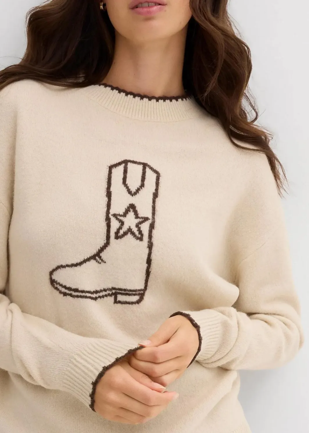 Damen bonprix Bekleidung·Umstandsmode|Bekleidung·Jeans|Feinstrickpullover mit überschnittener Schulter