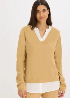 Damen bonprix Bekleidung·Umstandsmode|Strickmode|Feinstrickpullover mit Bluseneinsatz