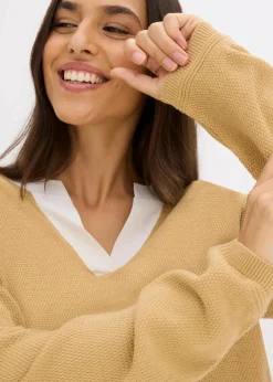 Damen bonprix Bekleidung·Umstandsmode|Strickmode|Feinstrickpullover mit Bluseneinsatz