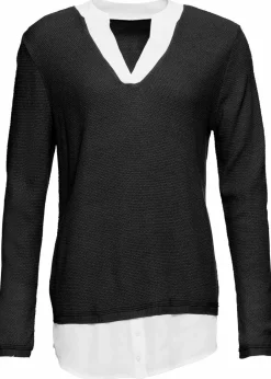 Damen bonprix Bekleidung·Umstandsmode|Strickmode|Feinstrickpullover mit Bluseneinsatz