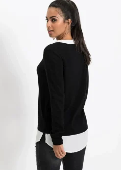 Damen bonprix Bekleidung·Umstandsmode|Strickmode|Feinstrickpullover mit Bluseneinsatz