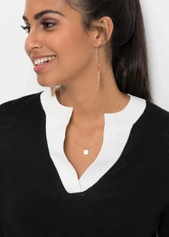 Damen bonprix Bekleidung·Umstandsmode|Strickmode|Feinstrickpullover mit Bluseneinsatz