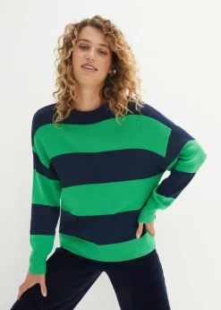 Damen bonprix Pullover & Strickjacken|Bekleidung·Jeans|Feinstrickpullover mit Blockstreifen
