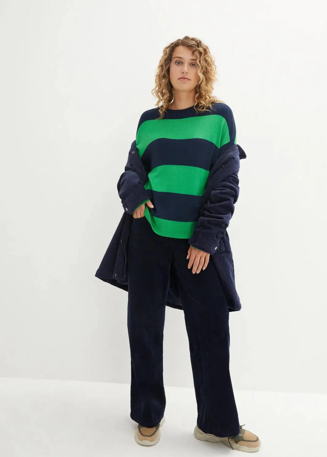 Damen bonprix Pullover & Strickjacken|Bekleidung·Jeans|Feinstrickpullover mit Blockstreifen