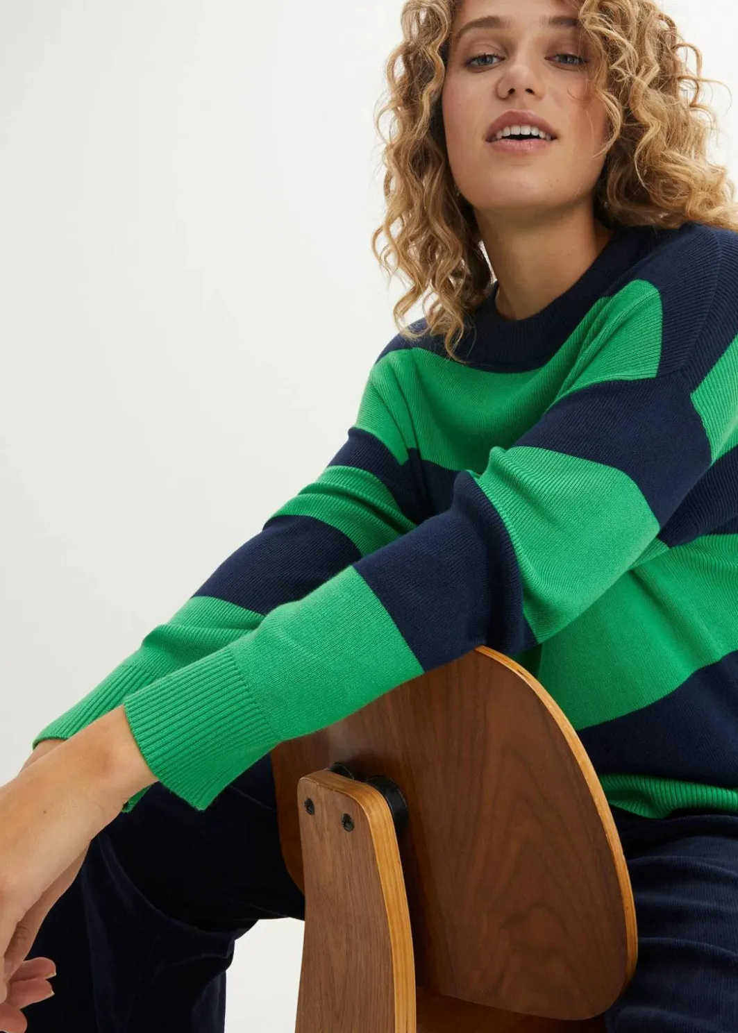Damen bonprix Pullover & Strickjacken|Bekleidung·Jeans|Feinstrickpullover mit Blockstreifen