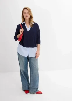 Hot Feinstrickpullover mit Bluseneinsatz Damen Bekleidung·Umstandsmode|Bekleidung·Jeans
