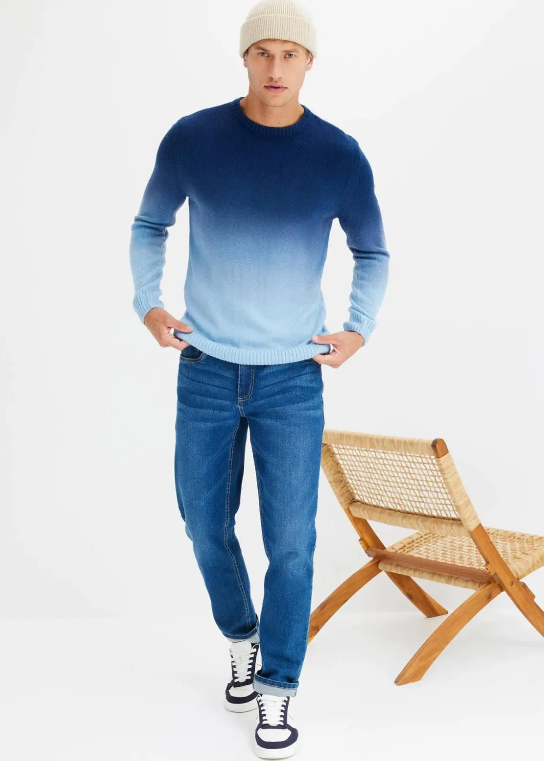 Feinstrickpullover mit Farbverlauf Herren Große Größen|Pullover & Strickjacken