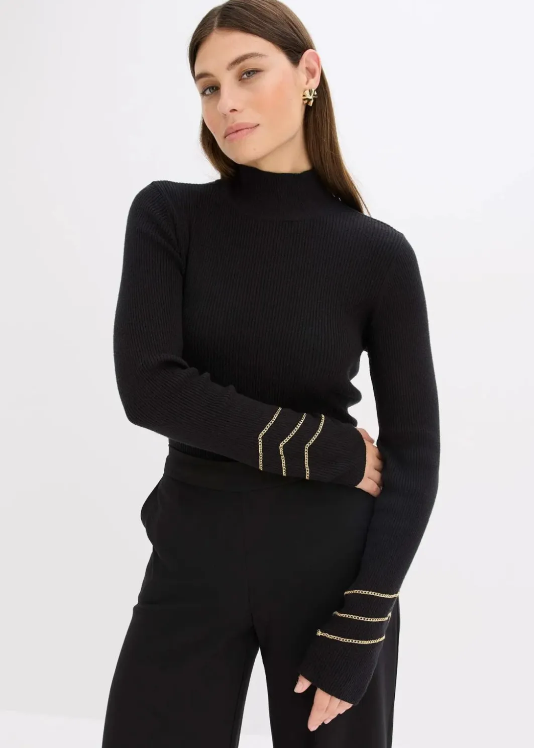 Damen bonprix Bekleidung·Umstandsmode|Bekleidung·Jeans|Feinstrickpullover mit Goldketten
