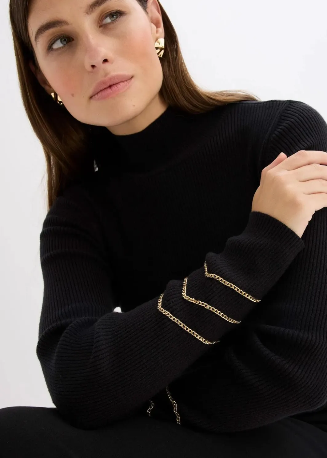 Damen bonprix Bekleidung·Umstandsmode|Bekleidung·Jeans|Feinstrickpullover mit Goldketten